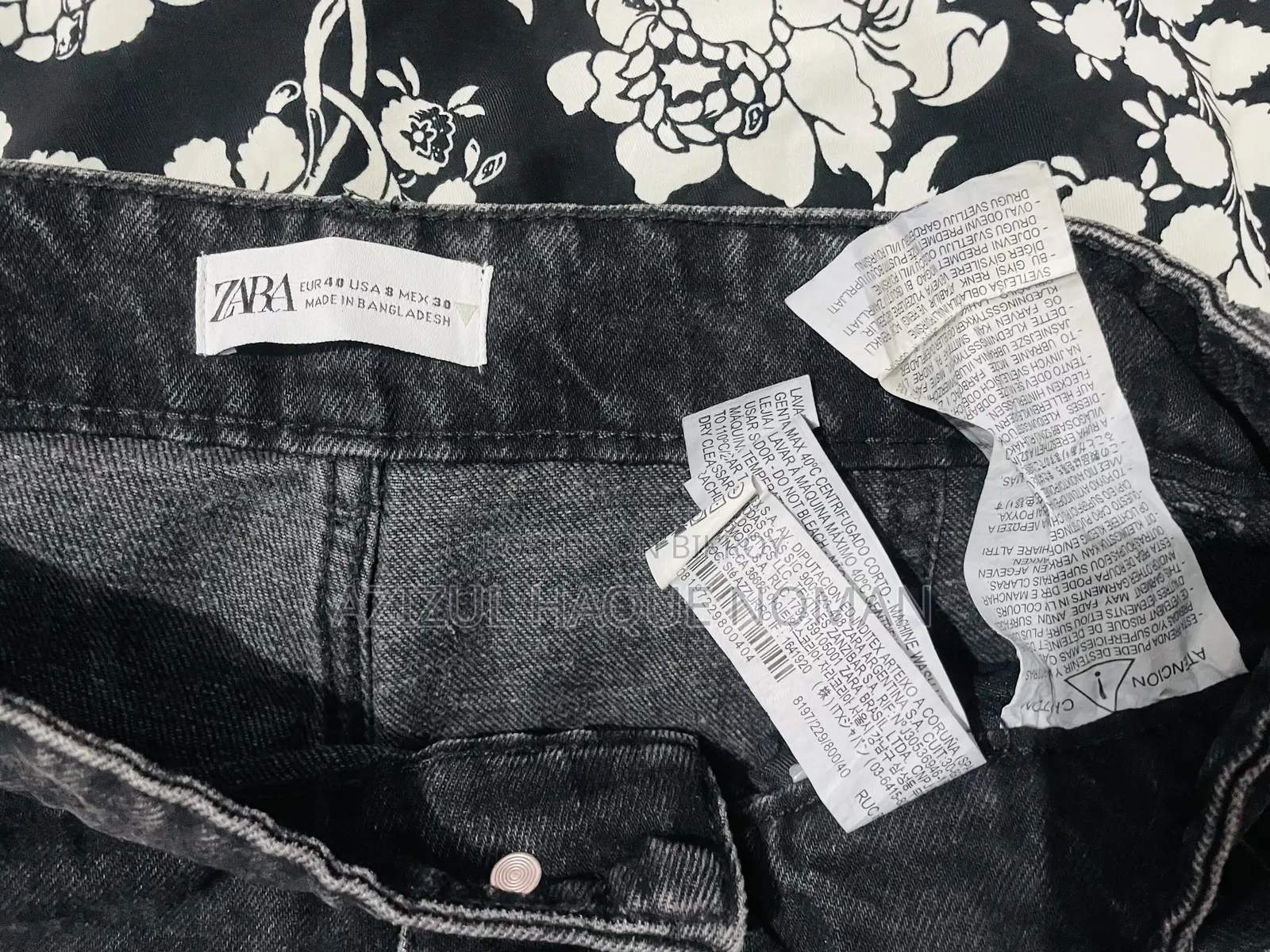 Orginal Zara Black Cargo Denim Jeans