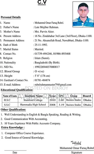 CV for Job