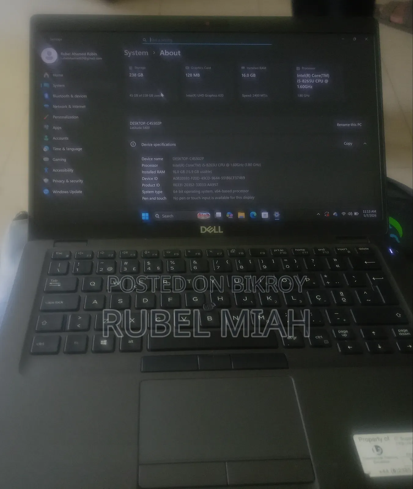 Laptop Dell Latitude 5400 16GB Intel Core I5 SSD 256GB