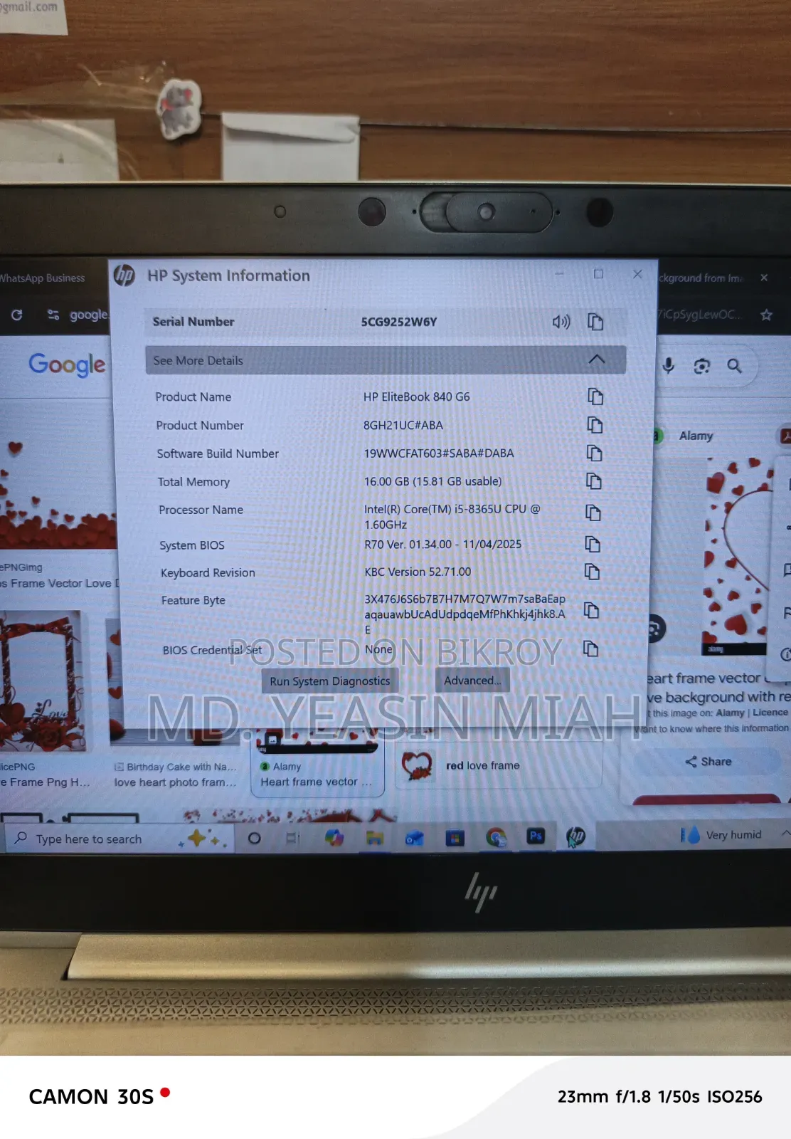Laptop HP EliteBook 840 G6 16GB Intel Core I5 SSD 512GB