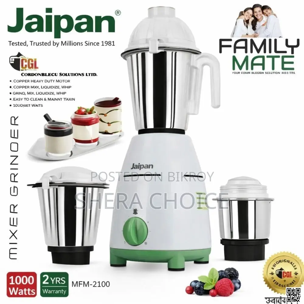 Jaipan Family Mate 1000w Blender – 3 In 1 Heavy Duty Mixer Grinder