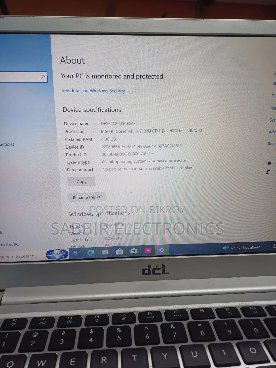 ল্যাপটপ 4GB Intel Core I3 SSD 128GB