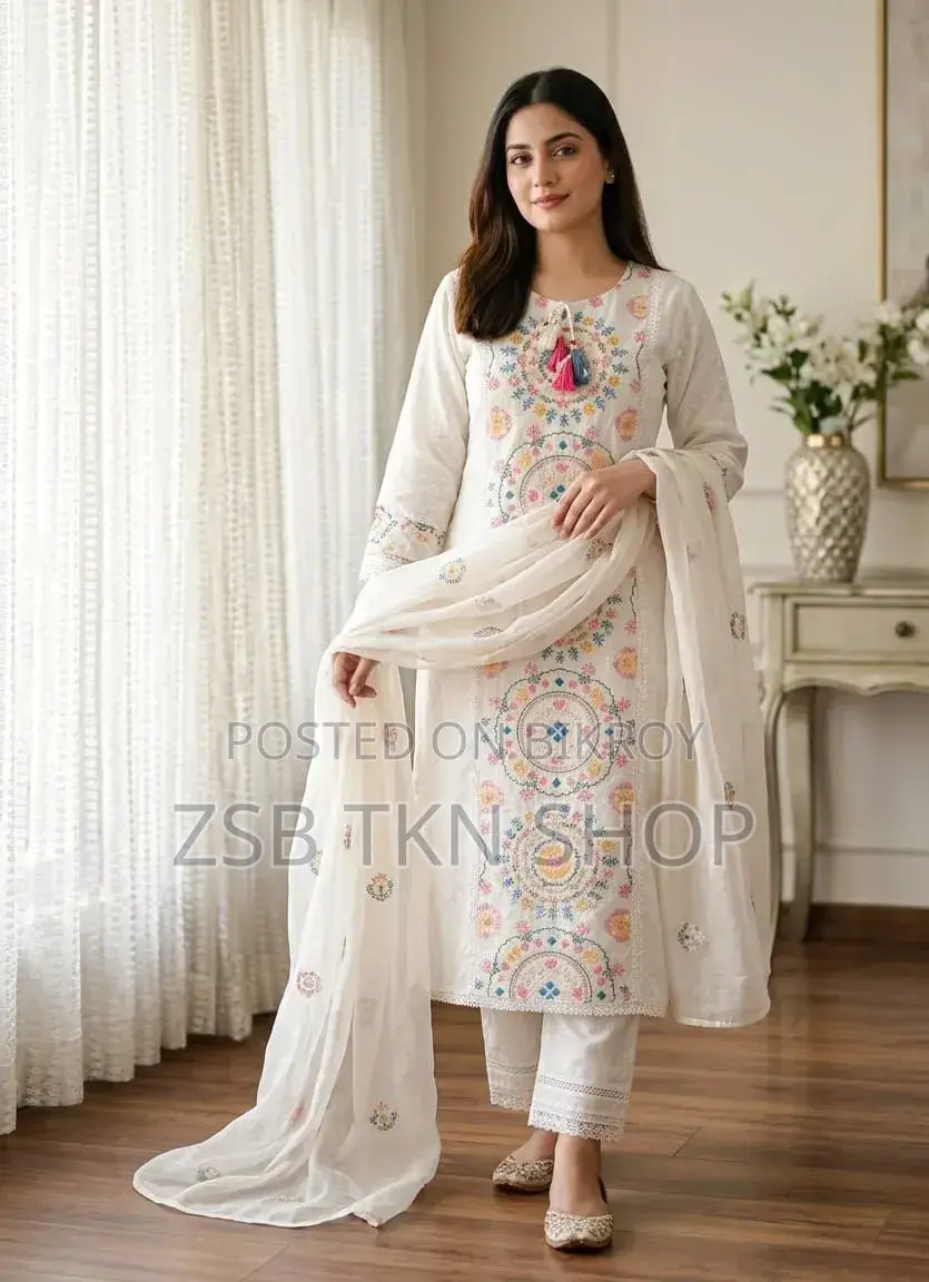 Eid Special Embroidery Work Premium Quality Three Piece