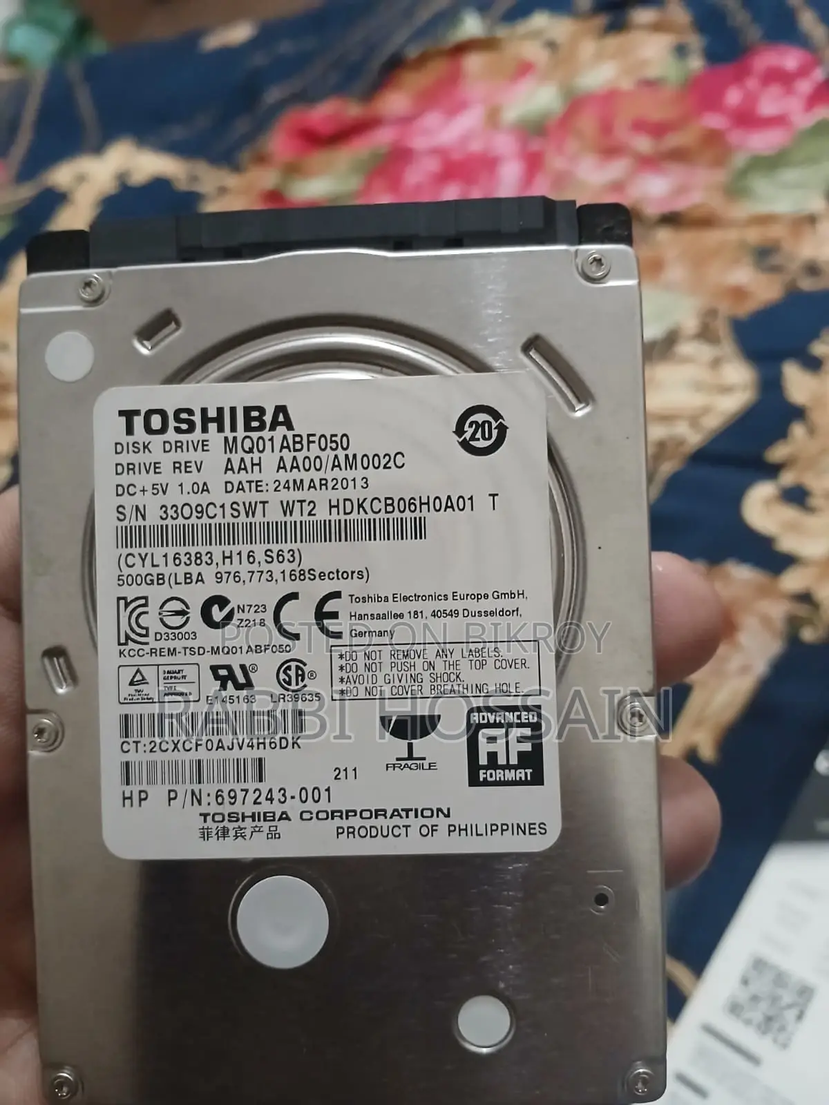 Toshiba Hard Disk (500GB) Toshiba 500GB Laptop Hard Drive (2.5” SATA)