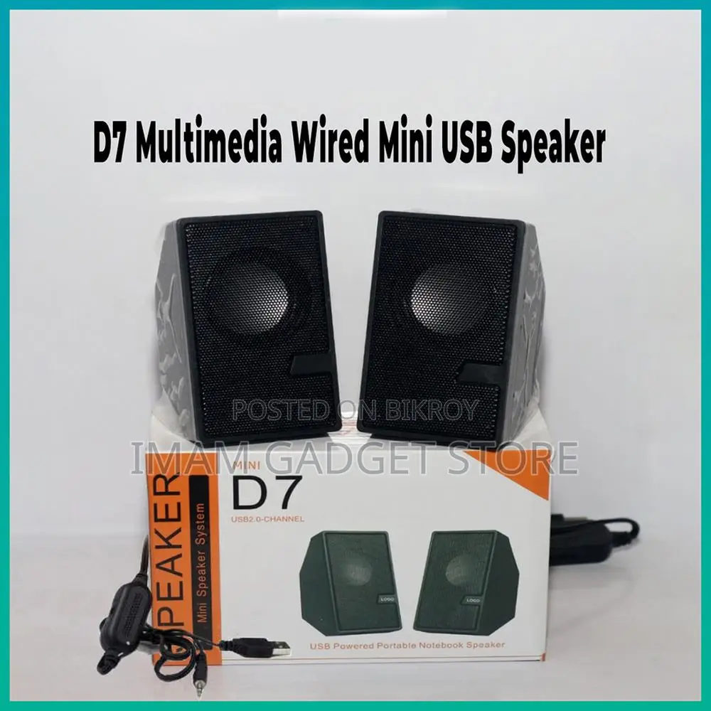 D7 Multimedia 2.0 Channel Speaker – Usb Powered, 3.5mm Aux