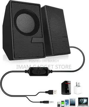 D7 Multimedia 2.0 Channel Speaker – Usb Powered, 3.5mm Aux