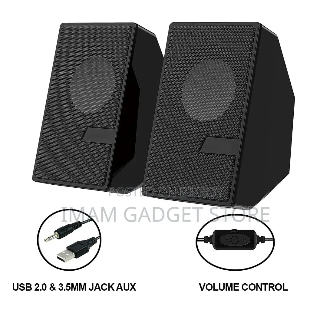 D7 Multimedia 2.0 Channel Speaker – Usb Powered, 3.5mm Aux