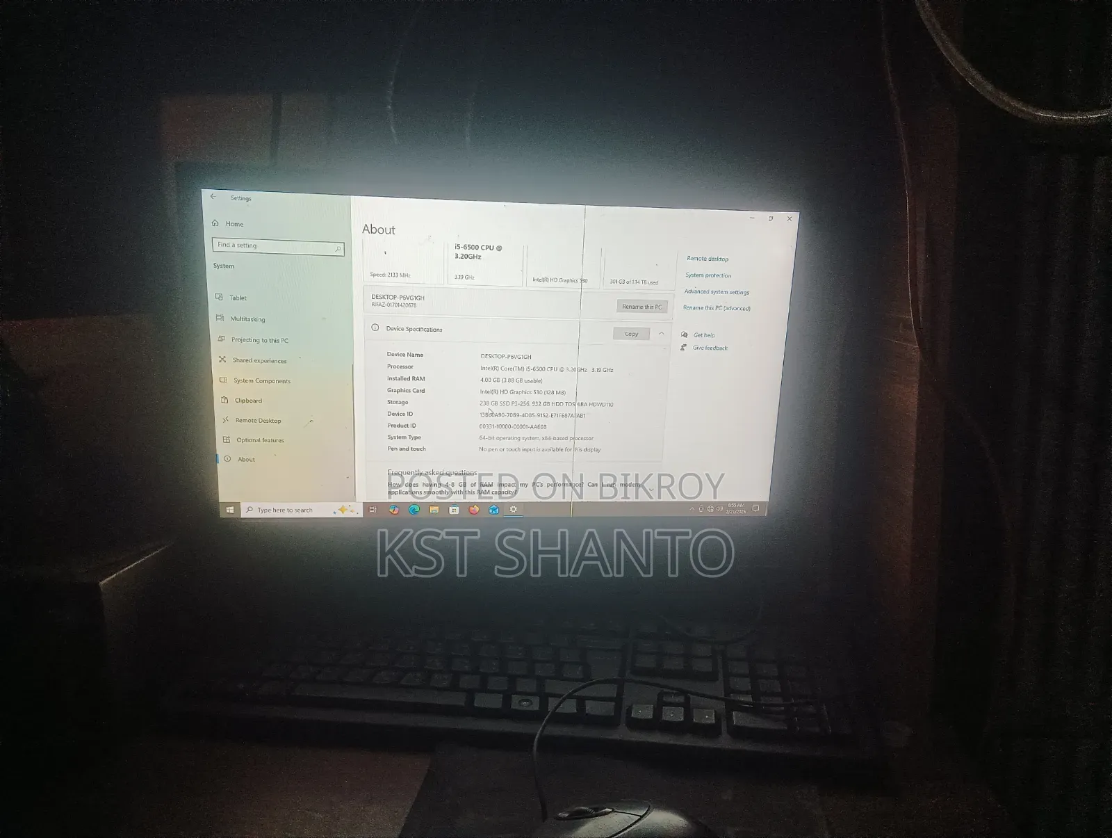 Desktop Computer Gigabyte GA-H110MSTX-HD3-ZK 4GB Intel Core I5 SSD 1T
