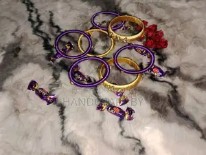 Premium Purple and Golden Handmade Silk Thread Bangle Set