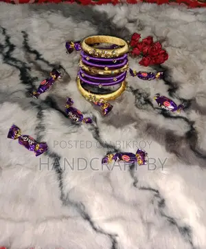 Premium Purple and Golden Handmade Silk Thread Bangle Set
