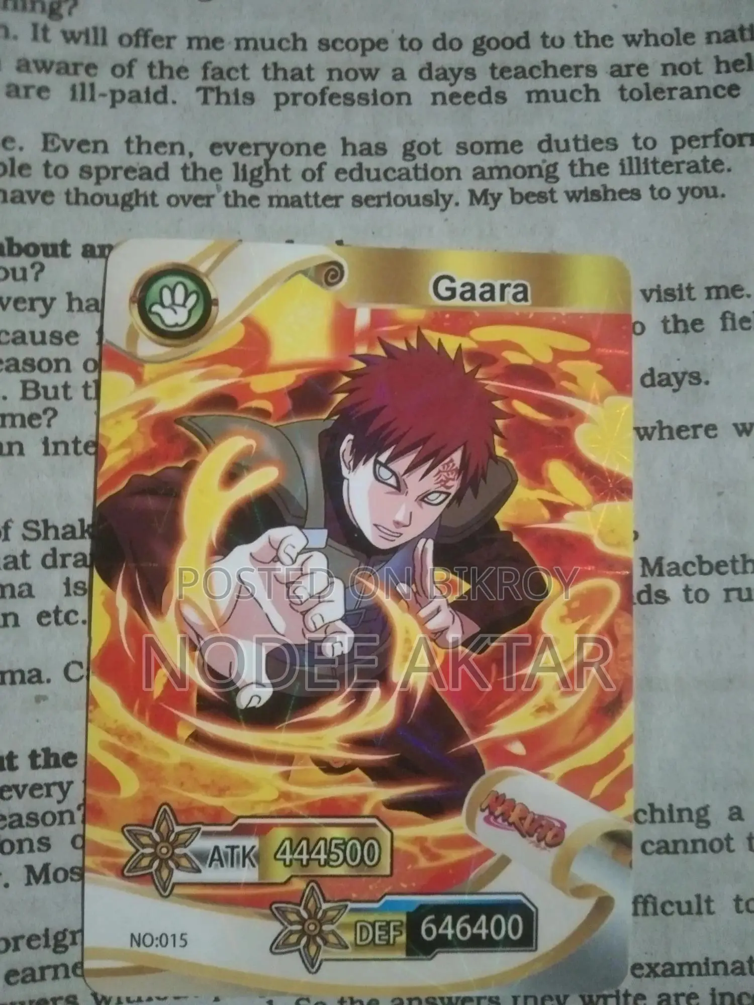 Naruto Anime Cards Collection Set (৬টি কার্ড)