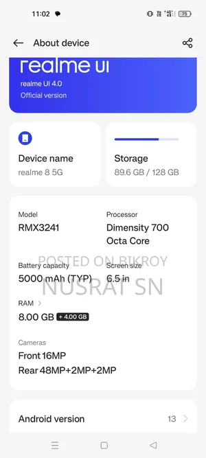 Realme 8 5G 128 GB Blue