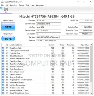 Hitac 640gb Sata Laptop Hard Drive 100% Health Like New With Warranty