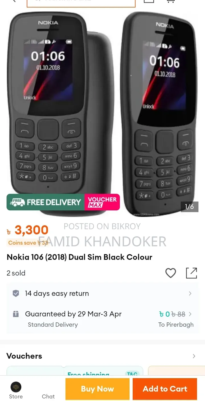 New Nokia 106 Black