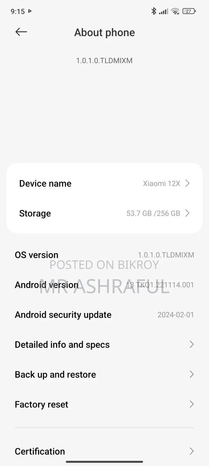 Xiaomi 12X 256 GB White