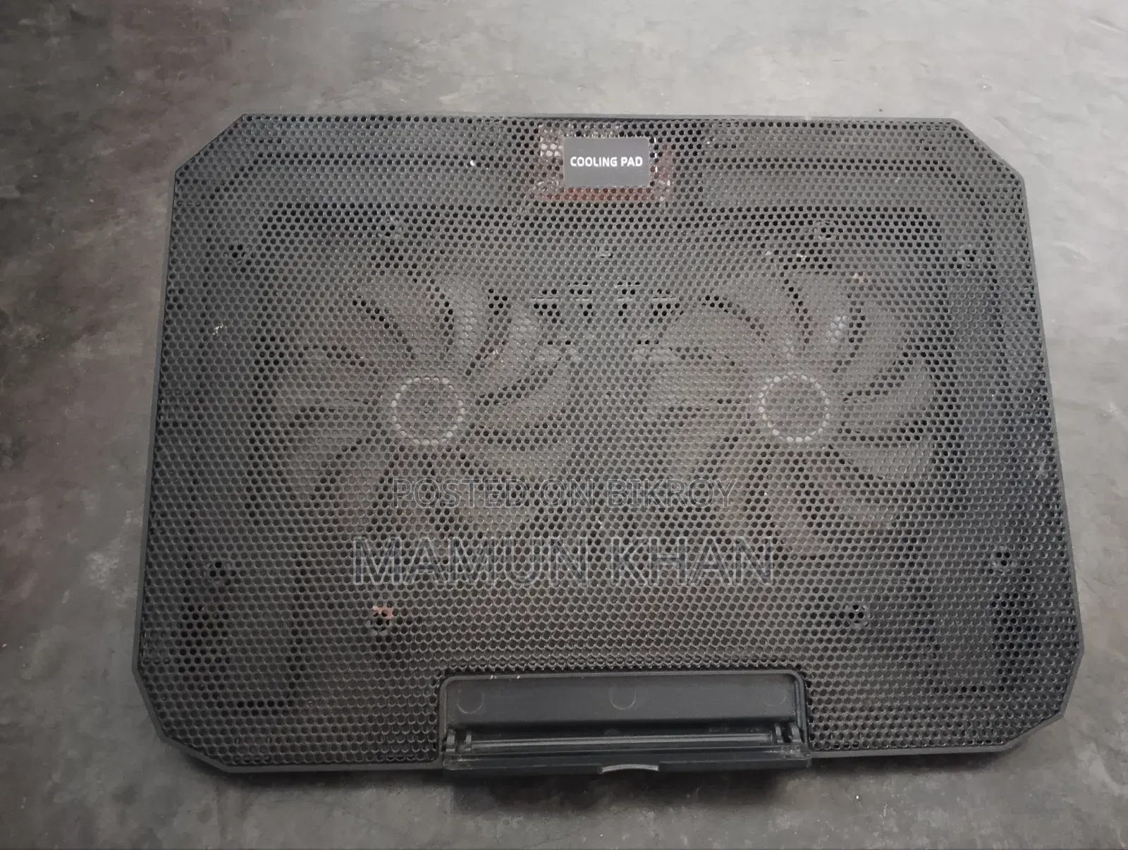 Laptop Cooling Fan, HP Charger, and Mouse with Mouse Pad