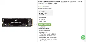 Corsair Mp600 Pro Nh 1tb M.2 2280 Pcie Gen 4.0 X 4 Nvme Ssd