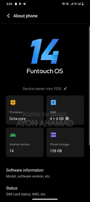 Vivo Y03t 128 GB Gray