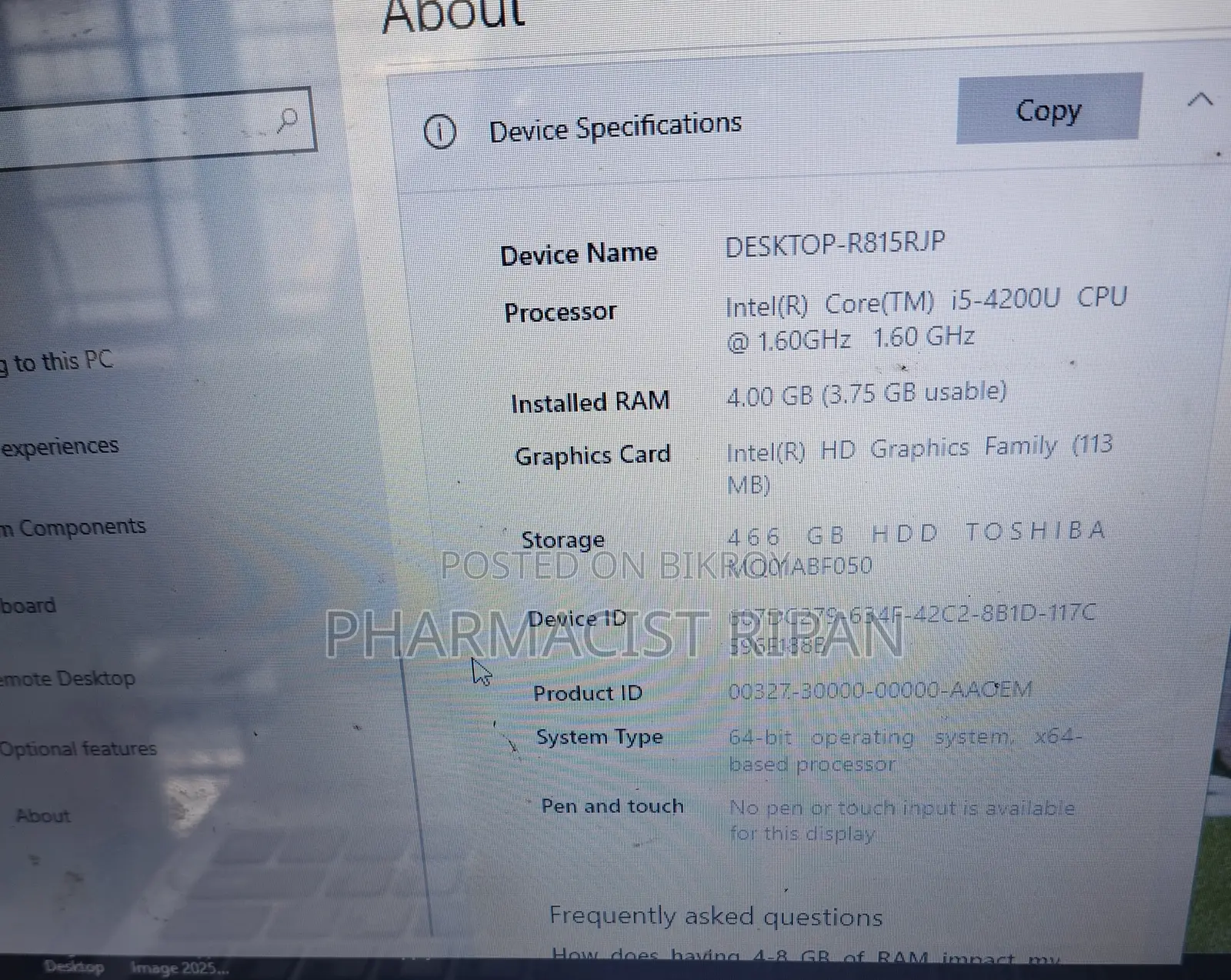 Laptop Sony VAIO SVF15318SNB 4GB Intel Core I5 HDD 500GB