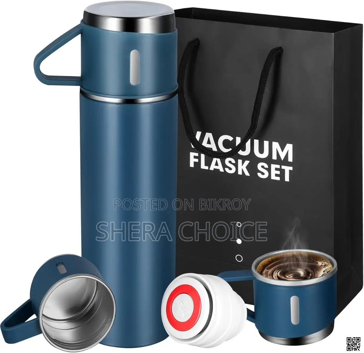 Premium Vacuum Flask Gift Set With 3 Cups