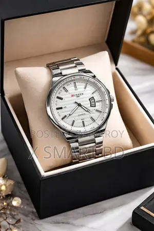 Curren 8375 Black Stainless Steel Analog Watch for Men