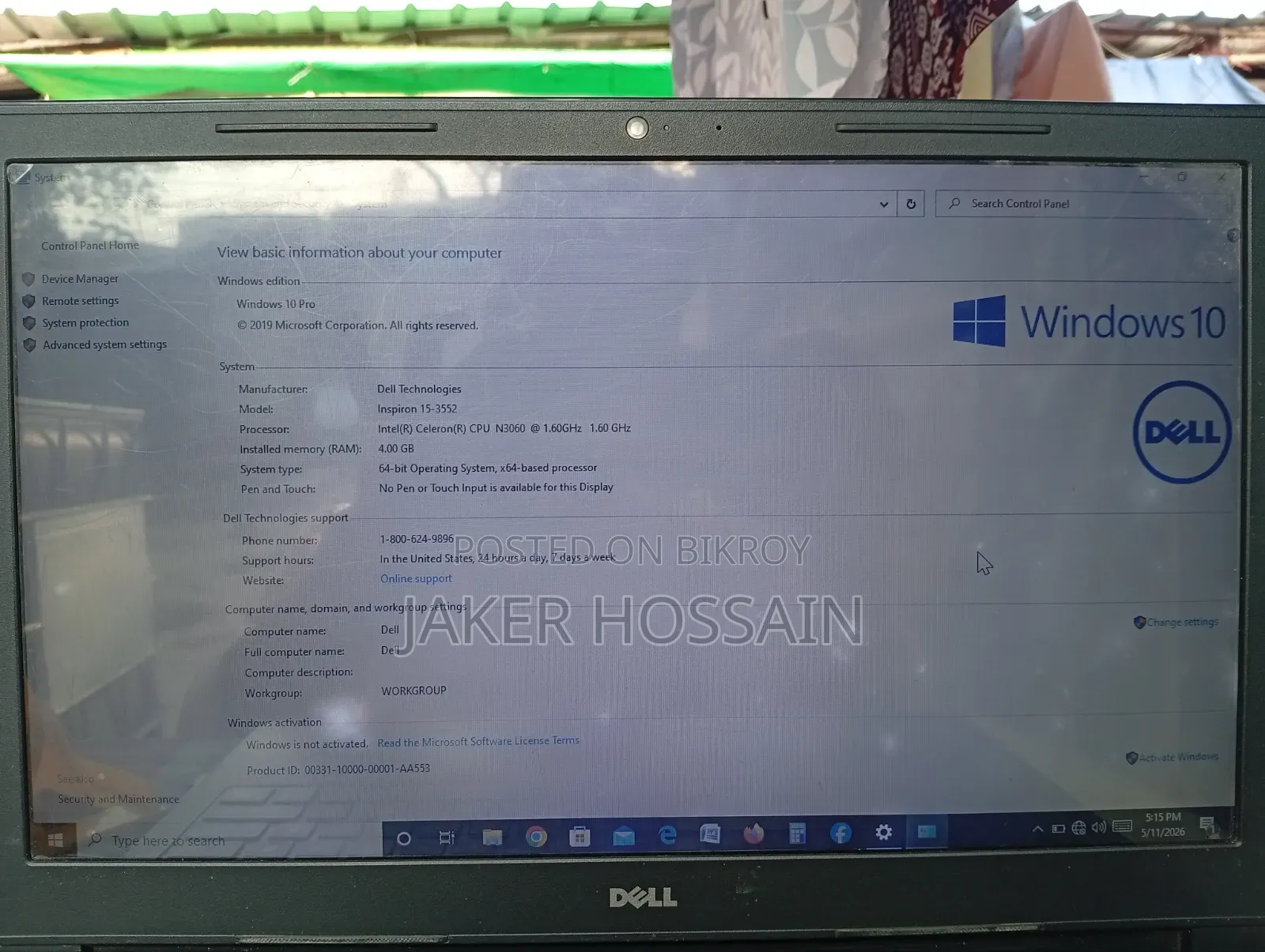 Laptop Dell Inspiron 15 3552 4GB Intel Core 2 Duo SSD 256GB