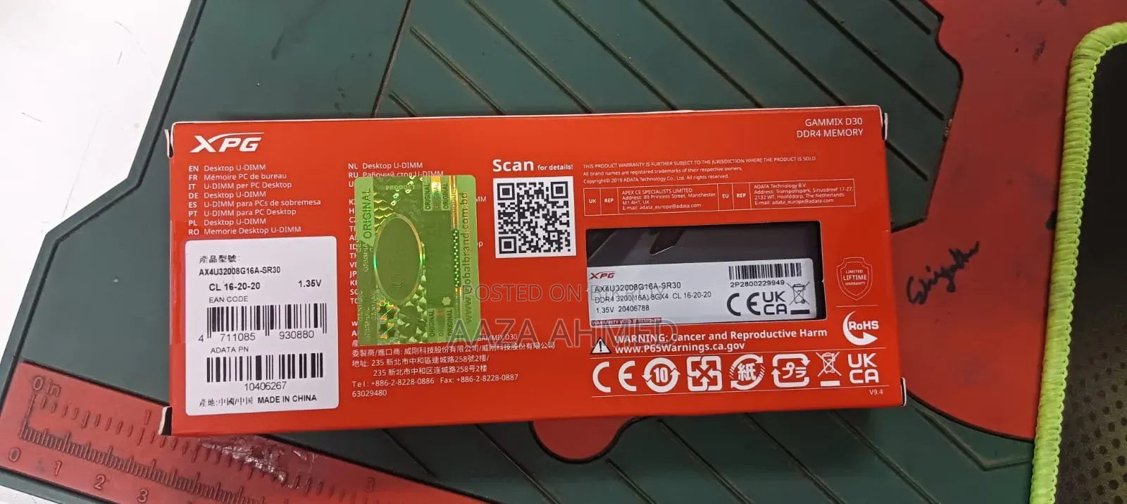 Adata Xpg Gammix D30 8GB 3200 Bus DDR4 Gaming RAM