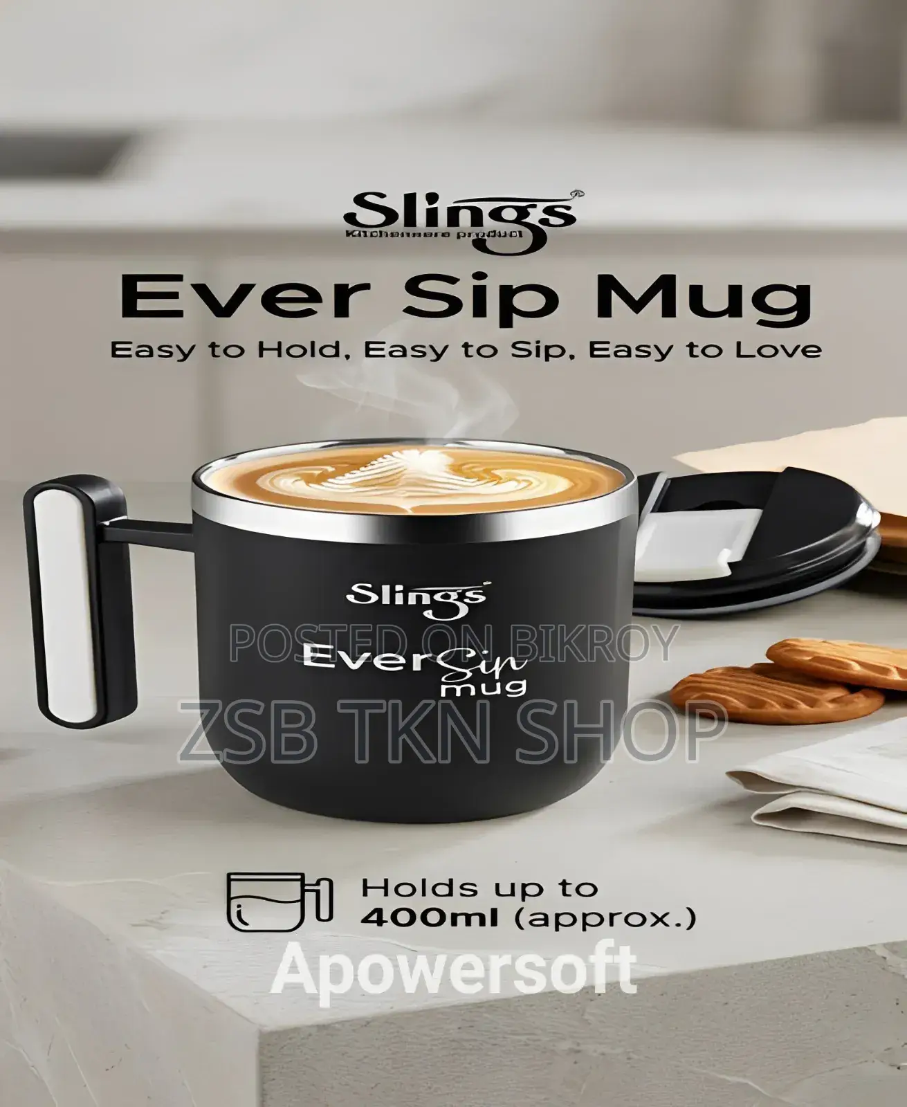 Slings Ever Sip Stainless Steel Vacuum Insulated Travel Mug 400ml