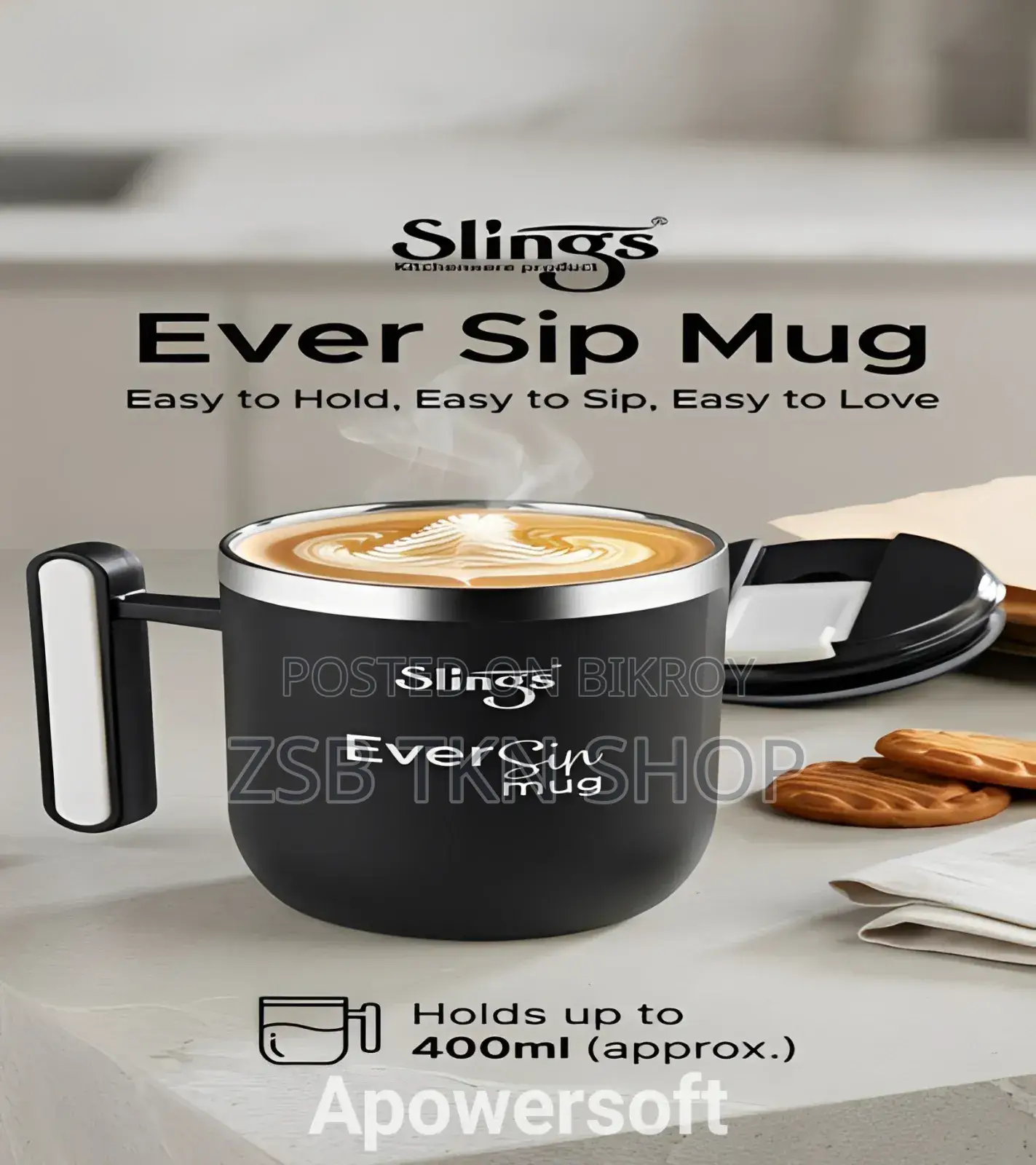 Slings Ever Sip Stainless Steel Vacuum Insulated Travel Mug 400ml