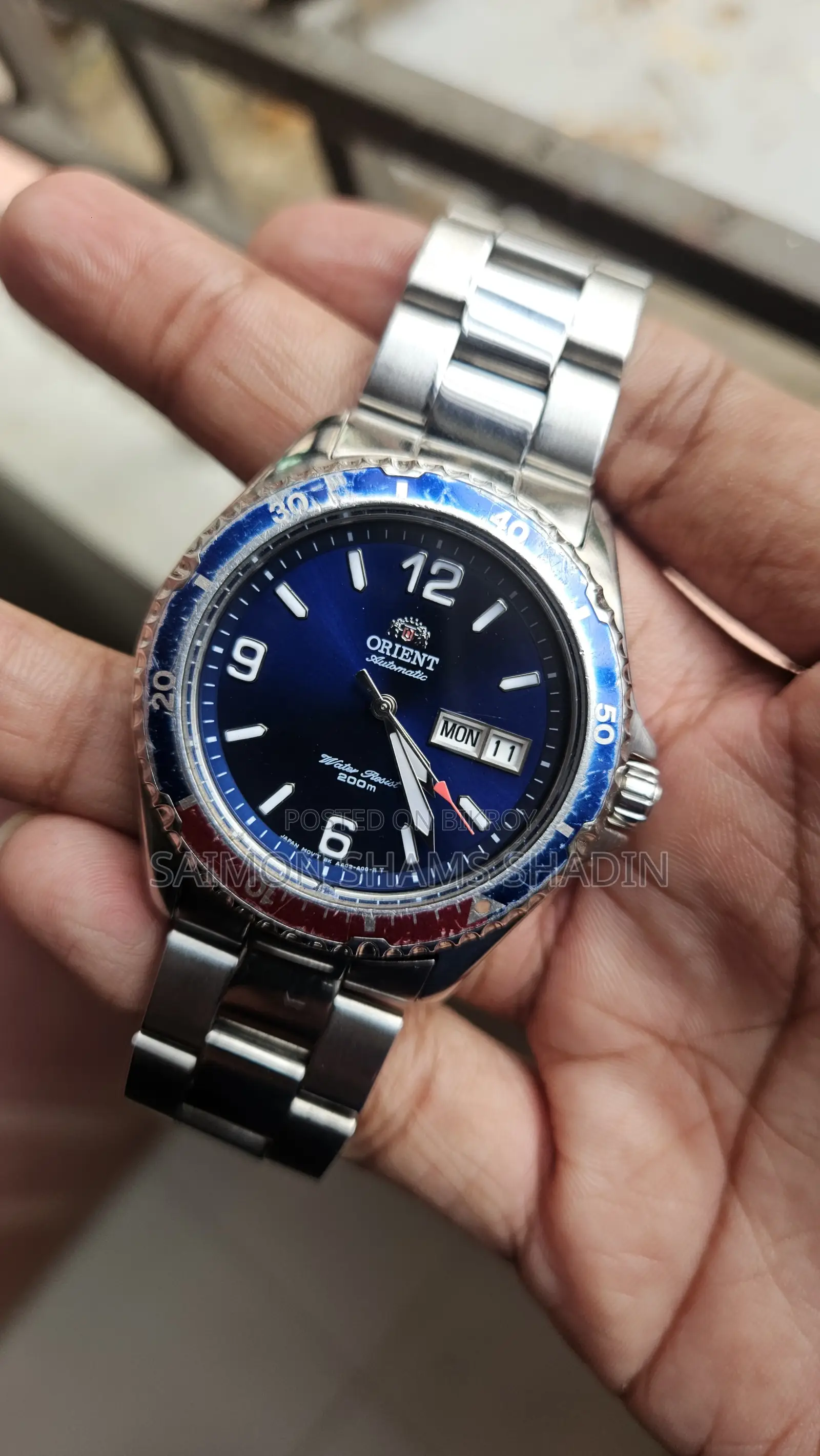 Orient 'Mako Ii' Pepsi Blue Dial Automatic Men's Watch