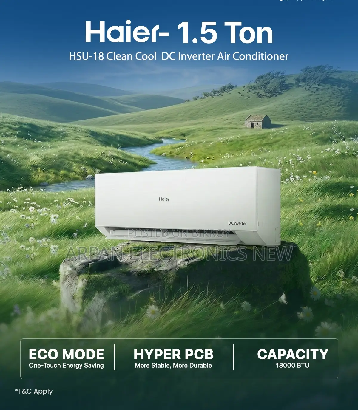 Get the Haier HSU-18 Clean Cool DC Inverter 1.5 Ton Split Type AC