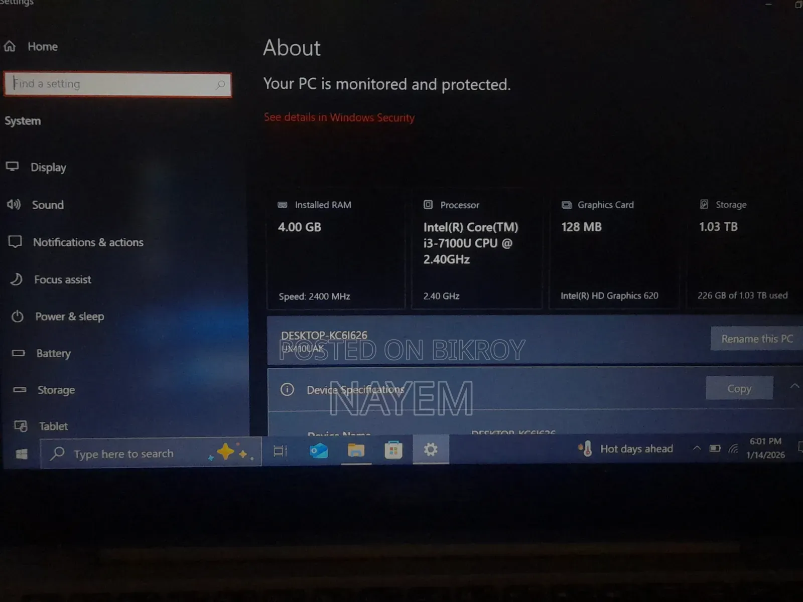 Laptop Asus ZenBook UX430UA 4GB Intel Core I3 SSD 1T