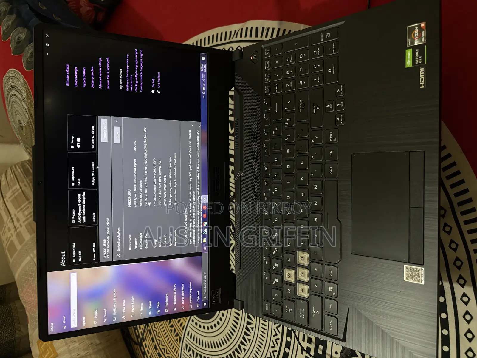 Laptop Asus TUF Gaming A15 16GB AMD Ryzen 5 SSD 512GB