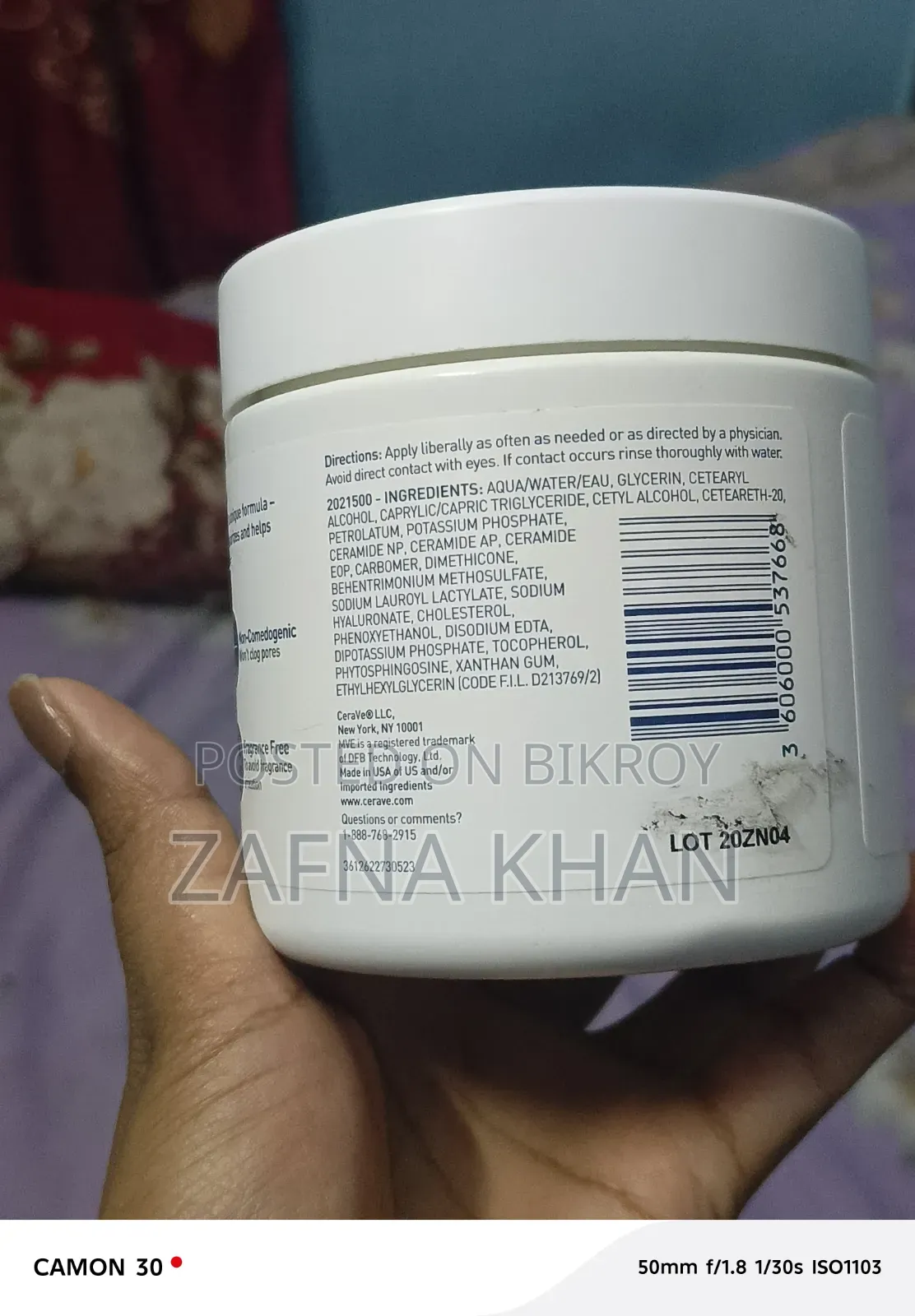 Cerave Moisturizing Cream 453gm USA Authentic - 90% Full