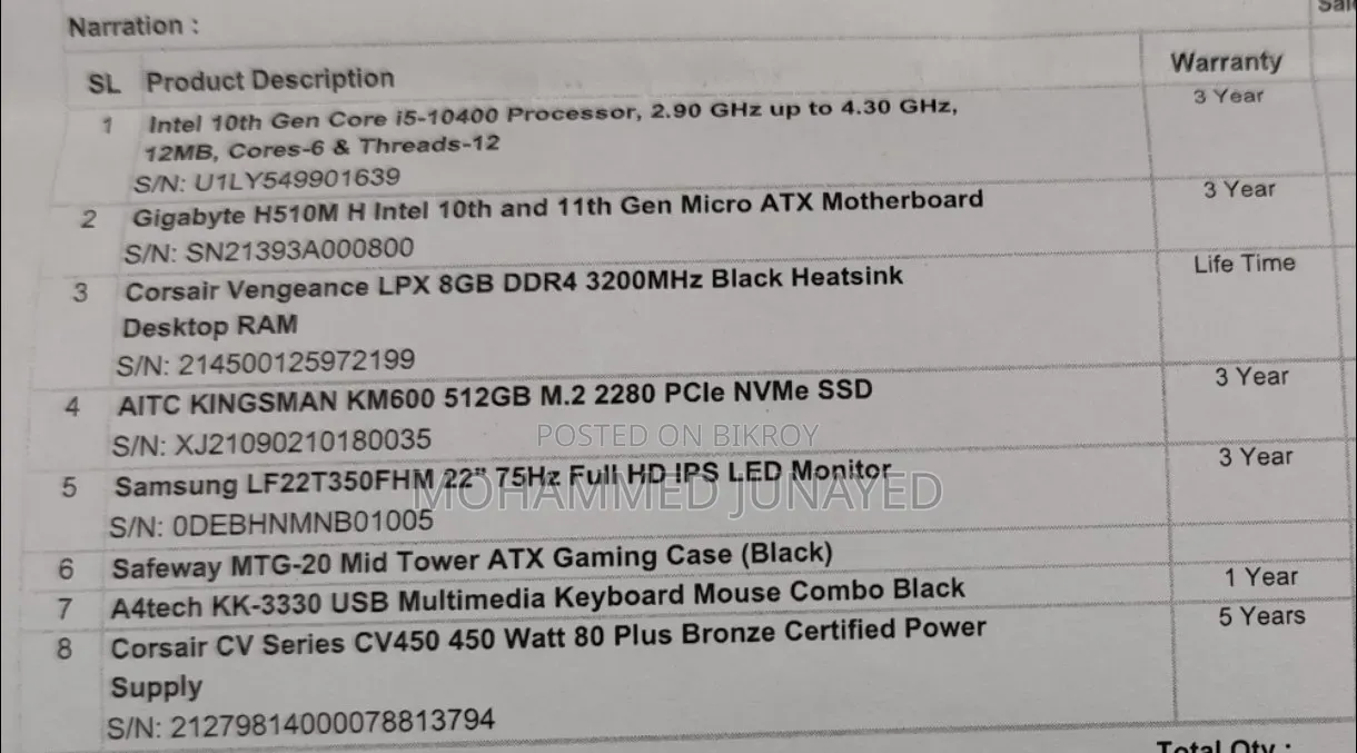 Desktop Computer Gigabyte GB-BXi7-5775 8GB Intel Core i5 SSD 512GB