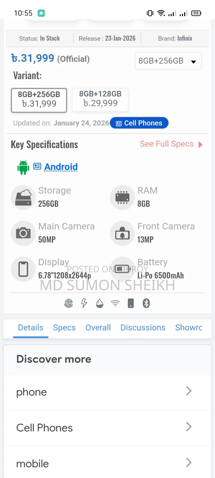 Infinix Note Edge 256 GB Black