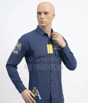 Premium Navy Blue Textured Casual Shirt