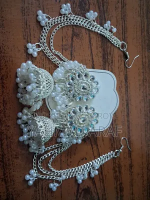 Silver Color 3 Layer Ear Chain Jhumka