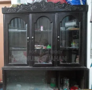 ৩ ডোর আকাশমনি কাঠের গ্লাস শোকেস