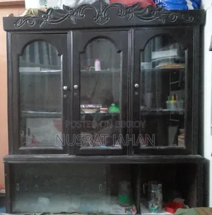৩ ডোর আকাশমনি কাঠের গ্লাস শোকেস