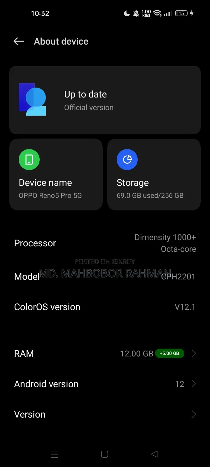 Oppo Reno 5 256 GB Black