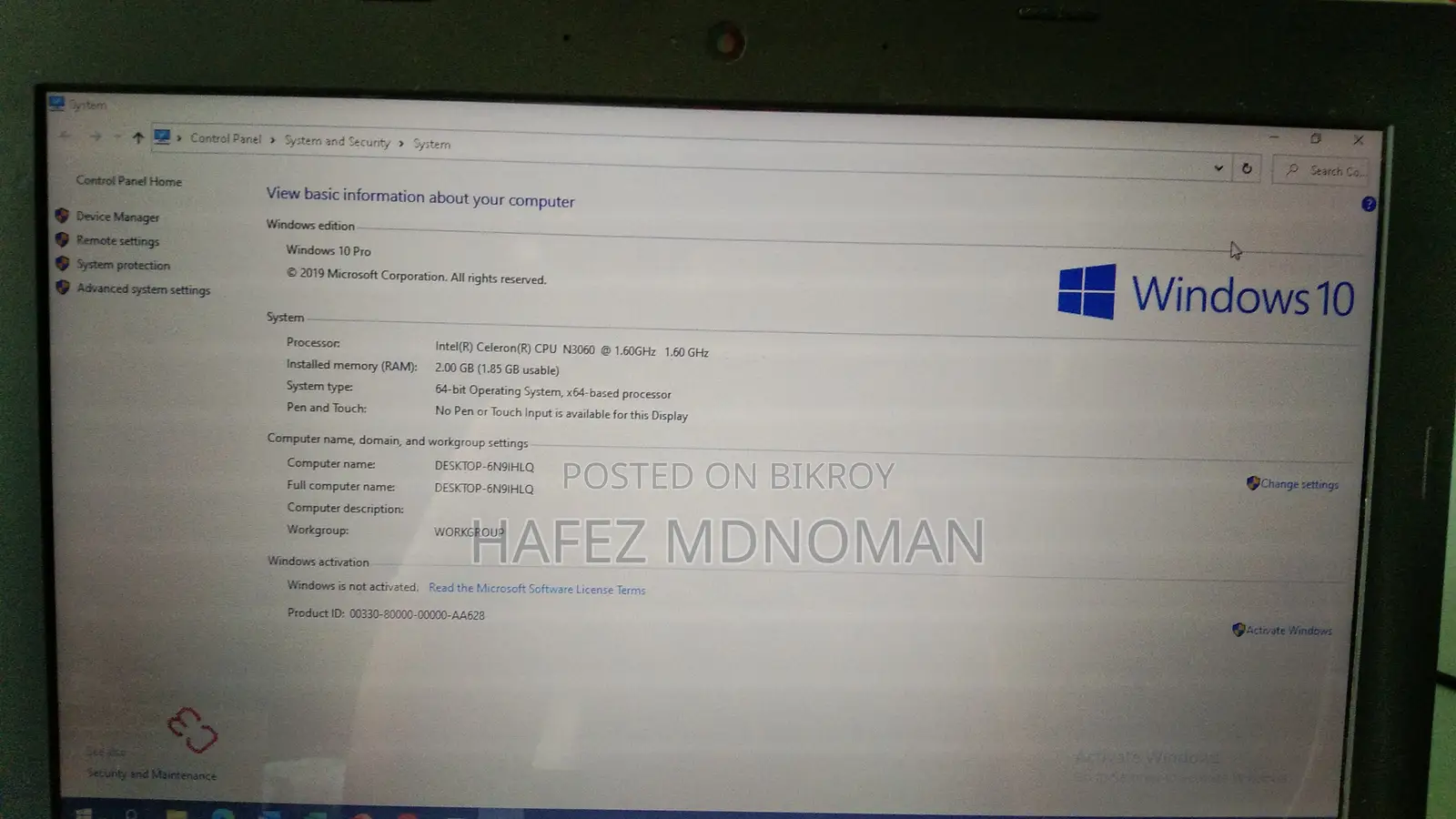Laptop Lenovo Ideapad 3 2GB Intel Celeron HDD 500GB