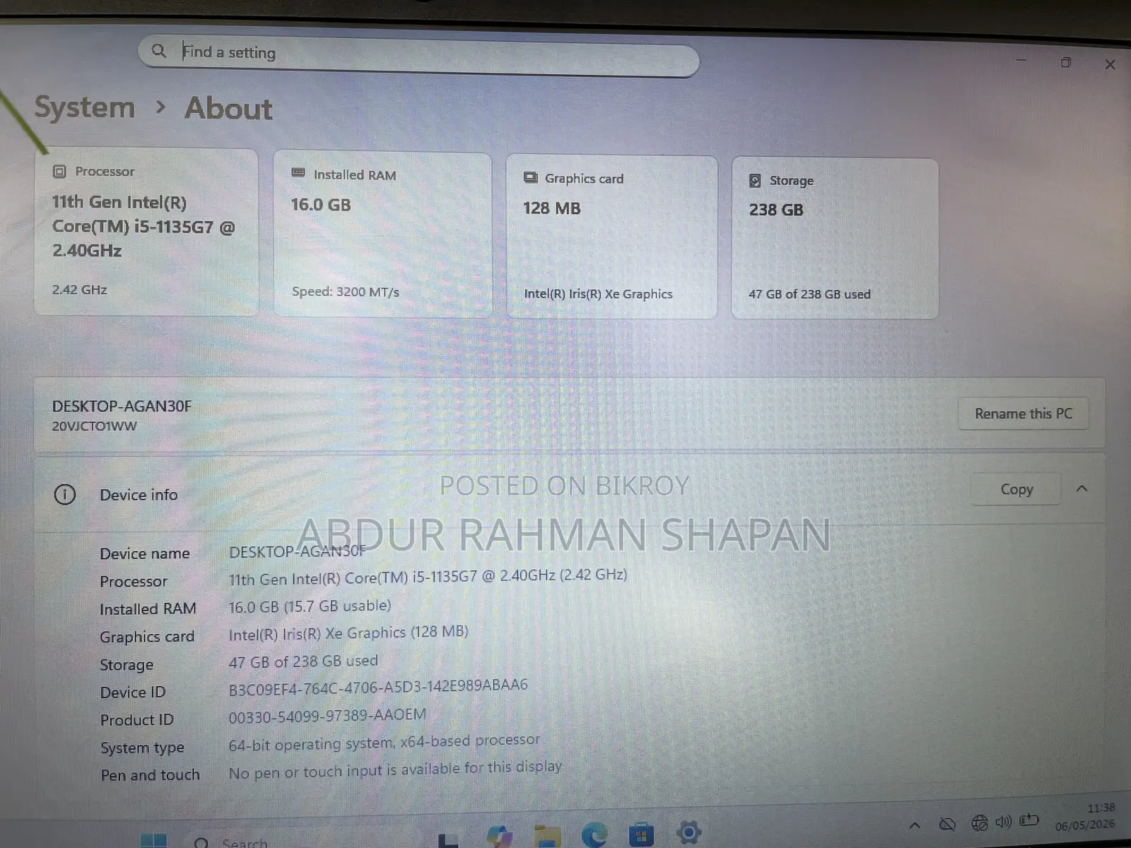 Laptop Lenovo ThinkBook 13s Gen 2 16GB Intel Core I5 SSD 256GB