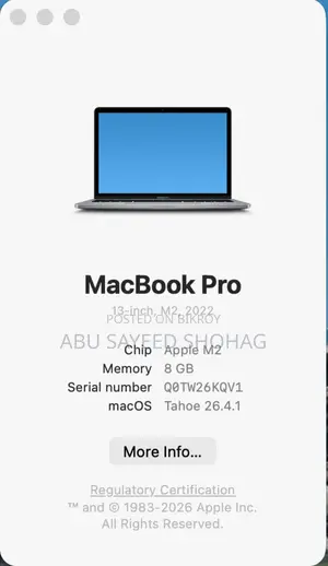 Laptop Apple MacBook Pro 2022 M2 8GB Apple M2 SSD 256GB