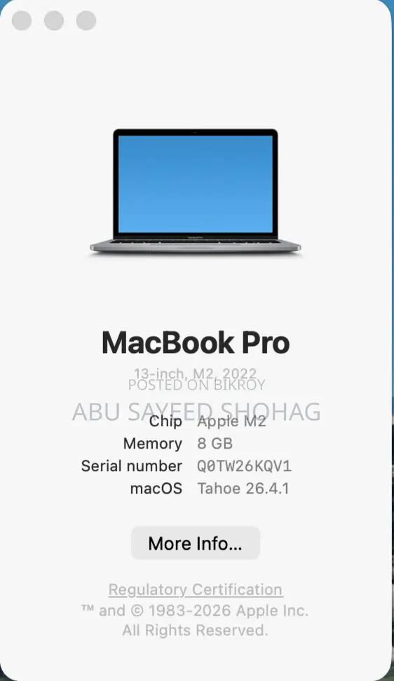 Laptop Apple MacBook Pro 2022 M2 8GB Apple M2 SSD 256GB