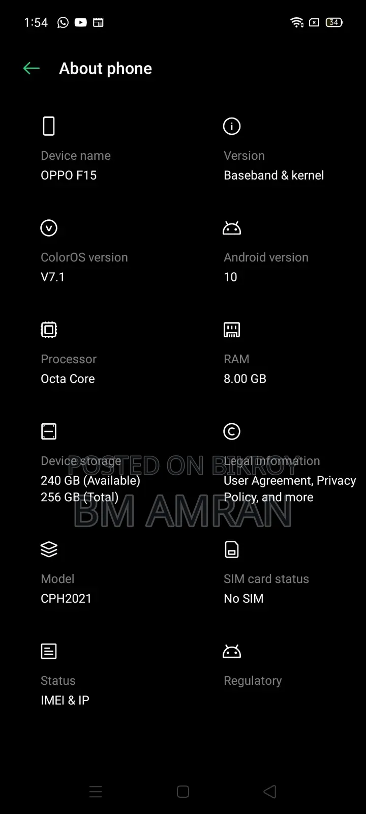 Oppo F15 256 GB Black