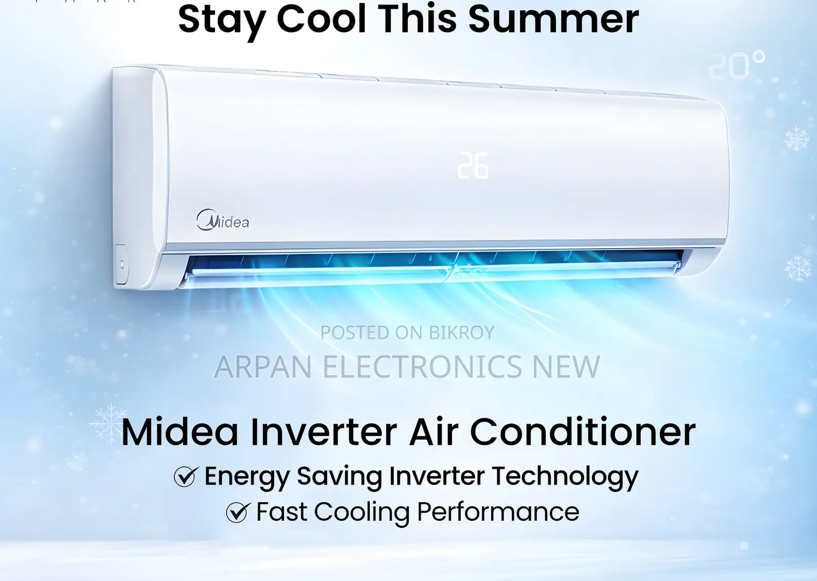 Midea 1 Ton Inverter Air Conditioner with Fast Cooling Performance
