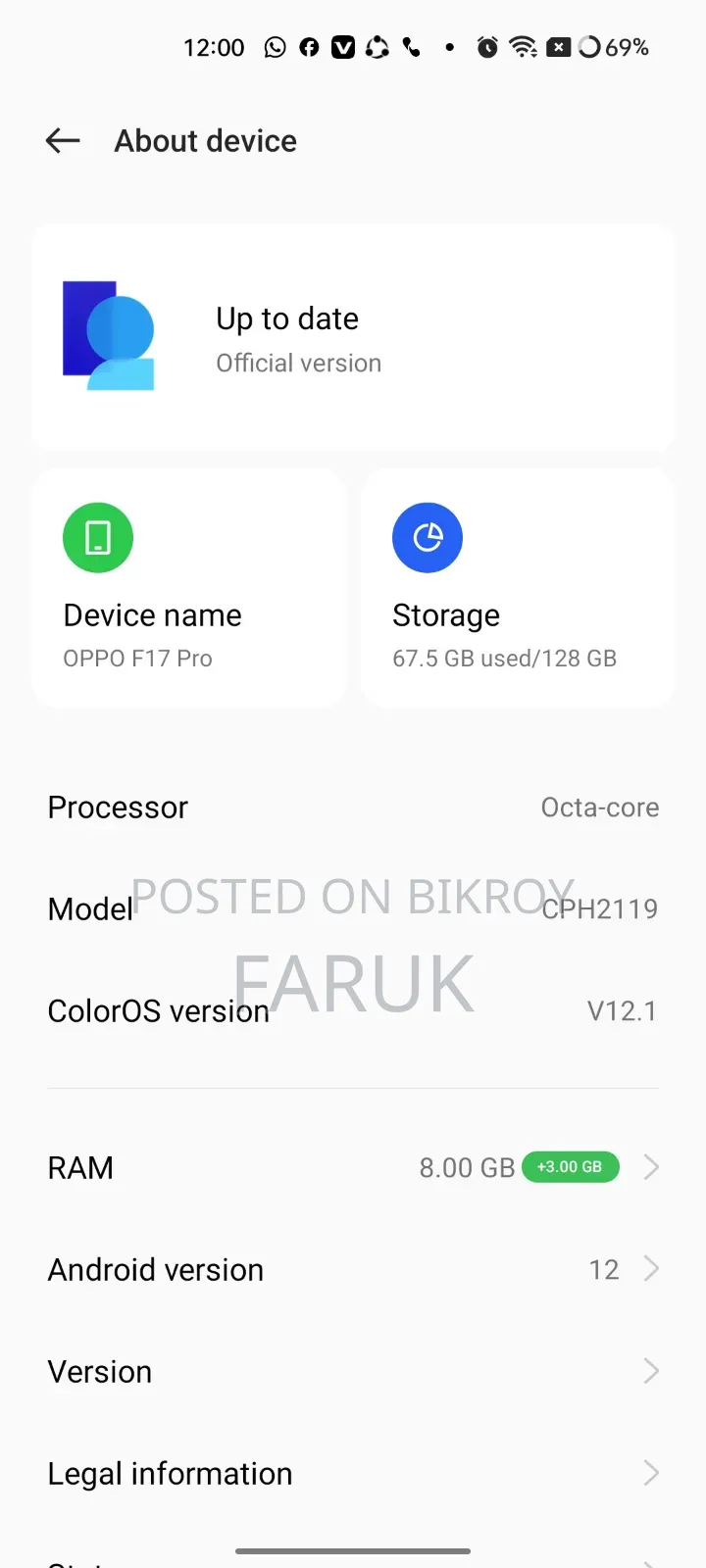 Oppo F17 Pro 128 GB Blue