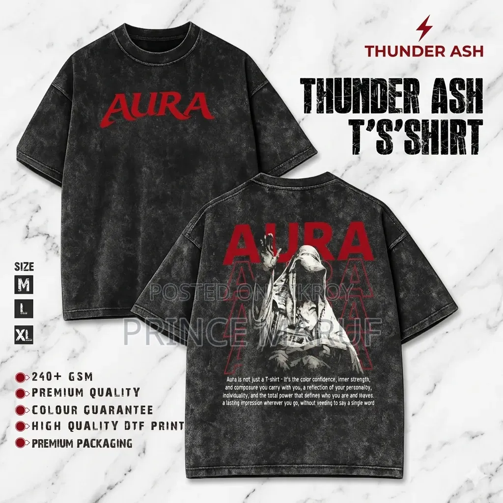 Acid Wash T Shirt High Quality Cotton Brand Name "Thunder Ash '240+Gsm
