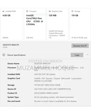 Desktop Computer 4GB Intel Core 2 Duo SSD 128GB
